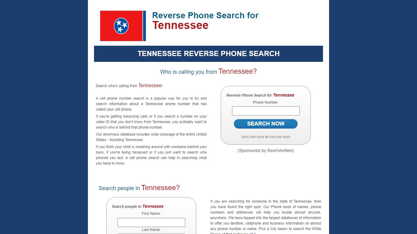 Tennessee Reverse Phone Lookup :: Phone Directory for Tennessee Phone ...